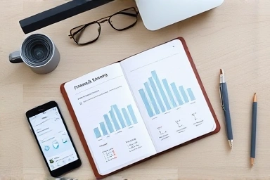 Financial planning desk with notebook and smartphone, representing smart investment.