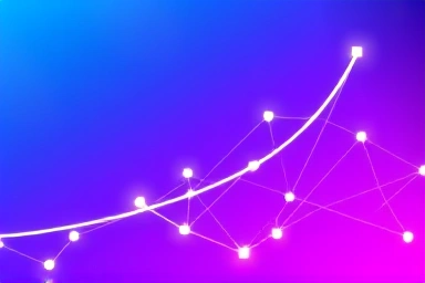 Abstract cryptocurrency growth visualization, digital asset network