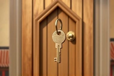 Key unlocking house door, symbolizing financial access for foreigners.