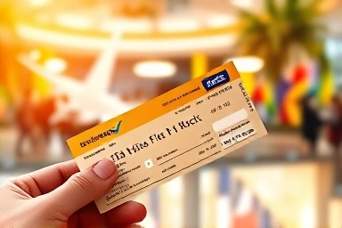 Golden airplane ticket symbolizing travel rewards