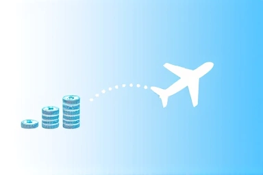 Abstract graphic showing points transforming into an airplane