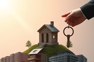 Symbolic image of land-backed loan and financial growth.