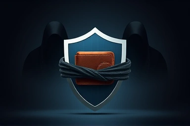 Financial security shield protecting wallet from illegal lenders