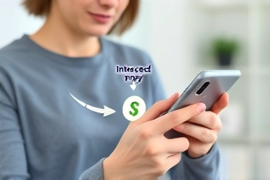 Person reducing loan interest using banking app.