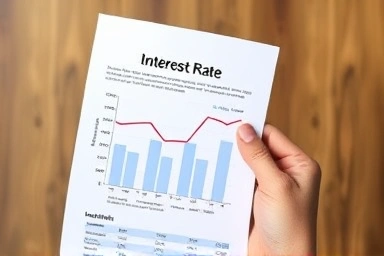 Financial chart showing decreasing interest rates.