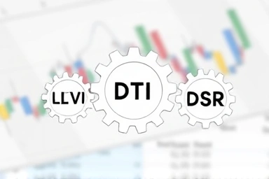Interlocking gears representing LTV, DTI, DSR for loan limits.