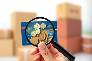 Credit card with magnifying glass revealing hidden money