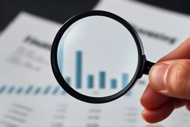 Magnifying glass over financial chart analyzing hidden costs.