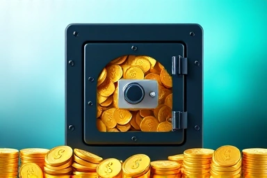 Secure digital vault with golden coins representing P2P investment safety.