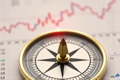 Compass guiding towards a safe harbor icon for P2P investment risk management.