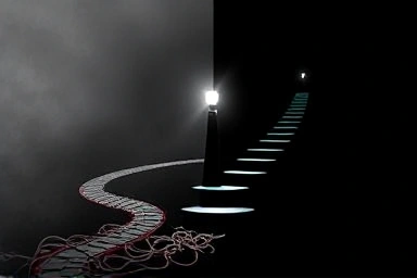 Abstract visual of overcoming financial difficulties to achieve stability.
