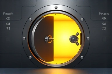 Secure vault door with golden light symbolizing safe savings