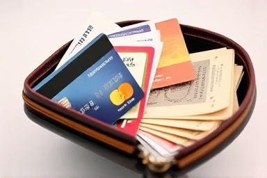 Wallet with premium credit card and various vouchers and gift certificates.
