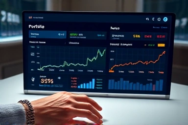 Futuristic AI investment interface with personalized portfolio.