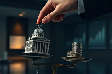 Secured trust loan concept, balancing property value and loan amount.