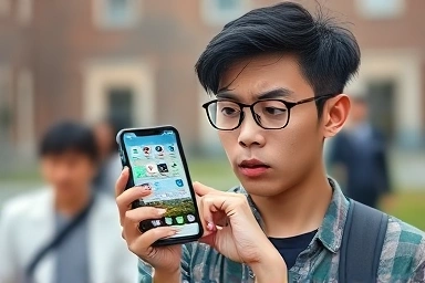 University student using loan app on phone