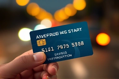 Hand holding a credit card with highway symbol