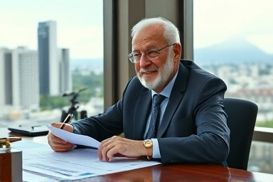 Wise investor symbolizing Warren Buffett's investment philosophy.