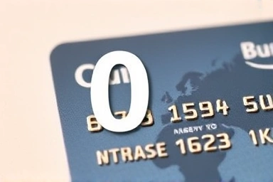 Credit card with a prominent zero symbol representing no fees.