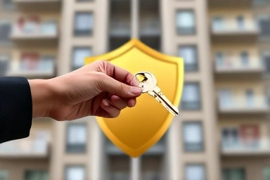Homeowner receiving key, symbolizing protection in real estate.