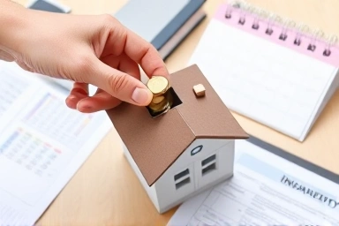 Financial planning for new home purchase, organized desk