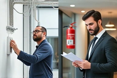 Landlord and tenant ensuring fire safety compliance