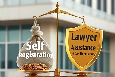 Symbolic scale of cost savings vs. legal security in property transactions.