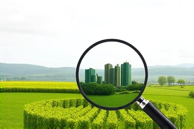 Symbolic land investment in green belt, highlighting growth potential and analysis