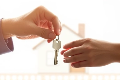 Passing a house key, symbolizing hope and future homeownership.