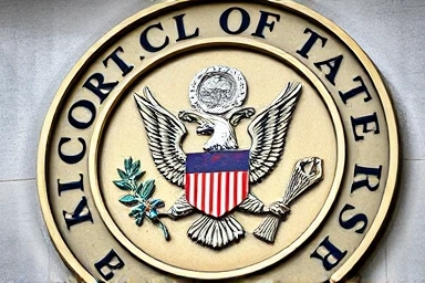 Official seal and topographic map symbolizing land regulations