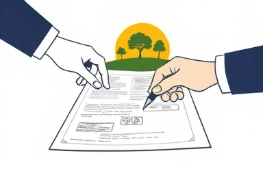 Secure land joint investment contract signing symbolic