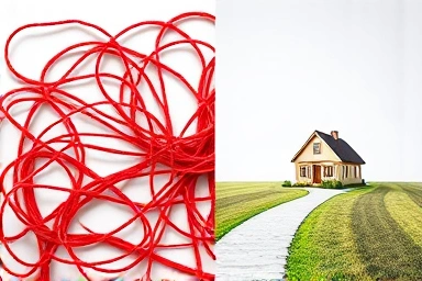 Symbolic representation of complex land sale issues versus a clear path to secure ownership