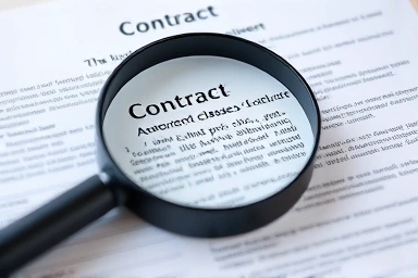 Magnifying glass over contract revealing hidden clause