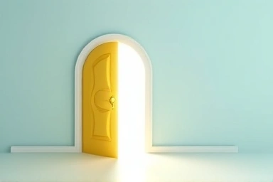 Golden key unlocking a door, housing regulation change, opportunity