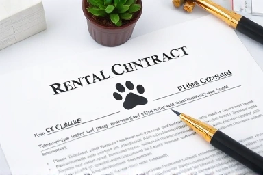 Rental contract with pet clause and legal documents