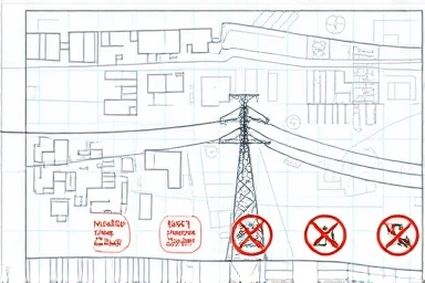 Land map showing power line route and development restrictions