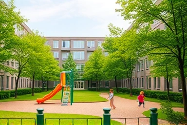 Peaceful apartment complex with good school district and happy children.