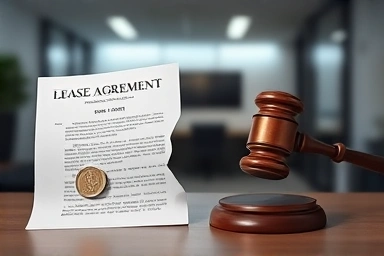 Lease agreement cracked by overdue rent and legal gavel