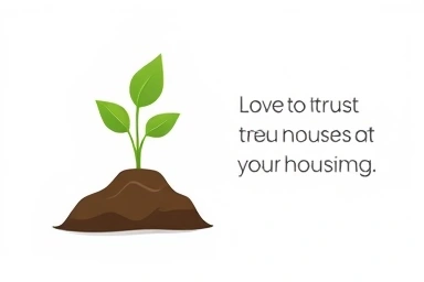 Plant growing from a secure foundation, symbolizing stable housing.