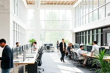 Modern shared office space fostering collaboration and productivity.