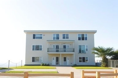 Small apartment building, quiet living, smart investment symbol.