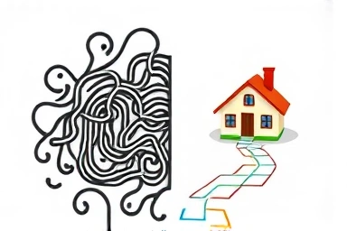 Visual contrast of complex maze vs. clear path to building permit success.