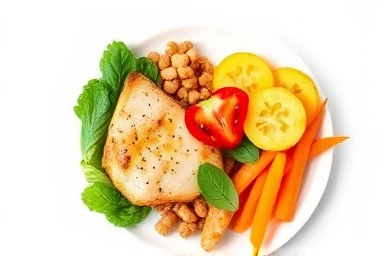Balanced healthy meal with lean protein and fresh vegetables.