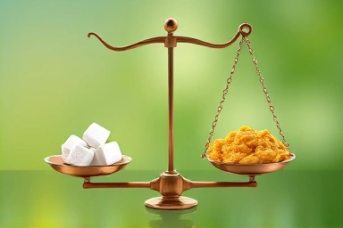 Symbolic representation of healthy sugar alternative balance.