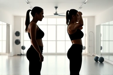 Body transformation progress with fitness app