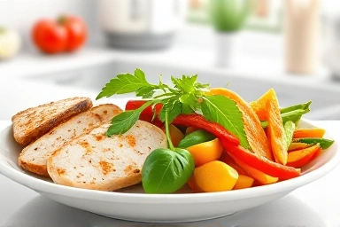 Healthy meal with lean protein and fresh vegetables