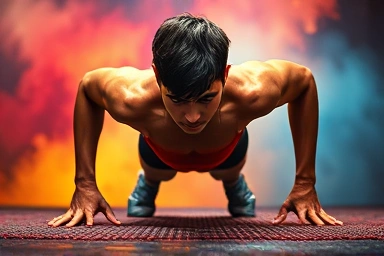 Determined individual doing burpees, symbolizing fitness transformation.