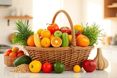 Fresh fruits, vegetables, whole grains, and lean proteins for a healthy diet.