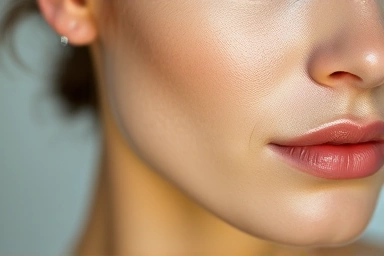 Close-up of firm, elastic facial skin with subtle glow.