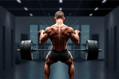 Person performing a full-body deadlift with visible muscle engagement.